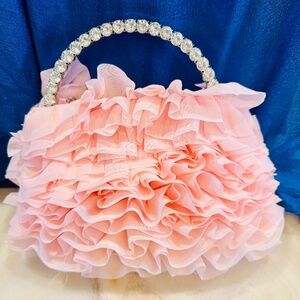 NWT SINCERELY JULES CHIFFON RUFFLE PURSE IN BLUSH